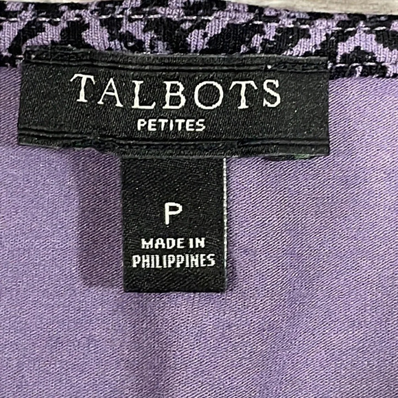 Talbots Petites Faux Wrap 3/4 Sleeve Dress Black Purple P - Picture 14 of 16